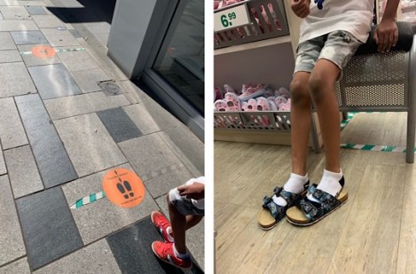 Shopping in Slough after Lockdown - Social Distancing Deichmann